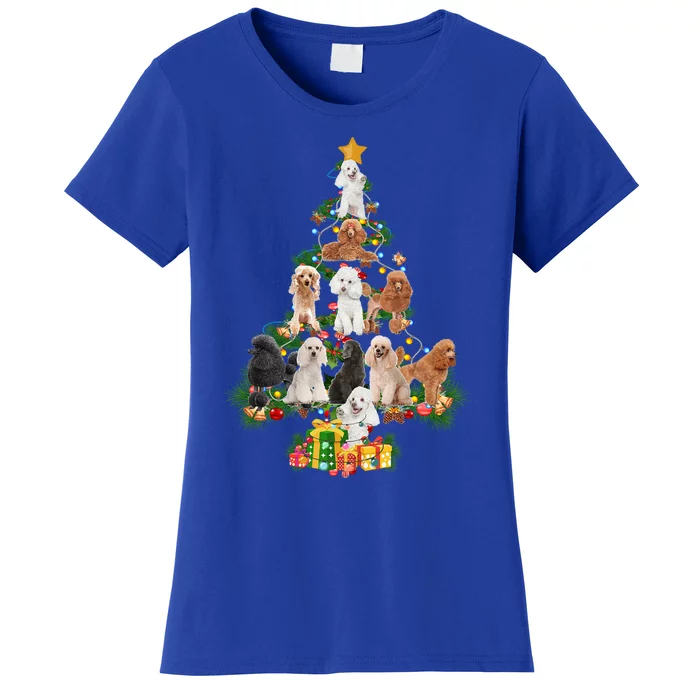 Funny Poodles Dog Merry Christmas Tree Poodles Lover Xmas Gift Women's T-Shirt