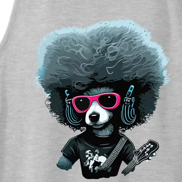 Funny Poodle Dog Miniature Poodle Toy Poodle Retro Sunset Ladies Tri-Blend Wicking Tank