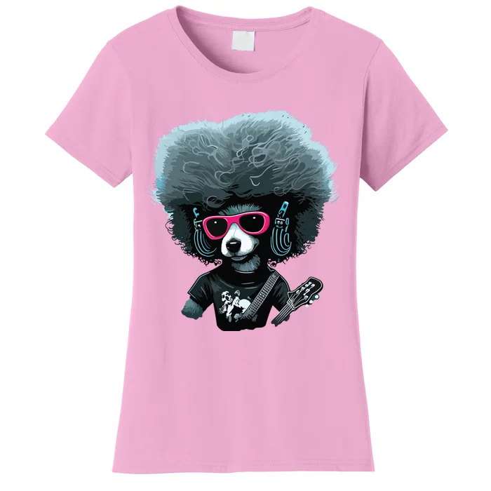 Funny Poodle Dog Miniature Poodle Toy Poodle Retro Sunset Women's T-Shirt