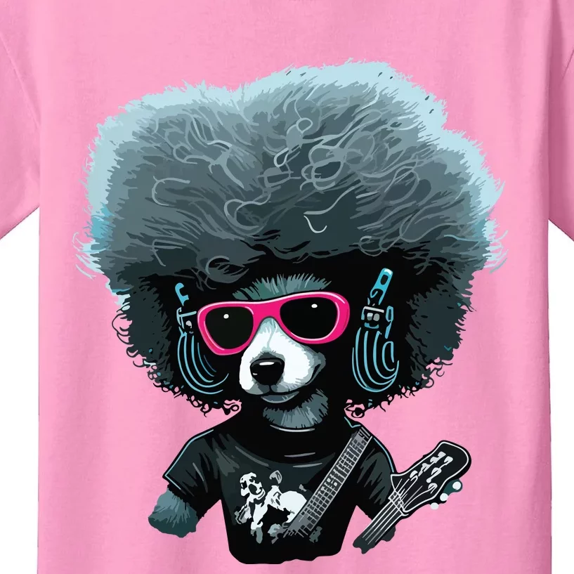 Funny Poodle Dog Miniature Poodle Toy Poodle Retro Sunset Kids T-Shirt