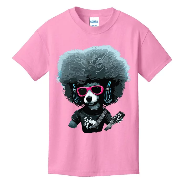 Funny Poodle Dog Miniature Poodle Toy Poodle Retro Sunset Kids T-Shirt