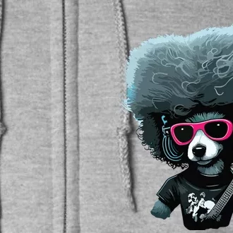 Funny Poodle Dog Miniature Poodle Toy Poodle Retro Sunset Full Zip Hoodie