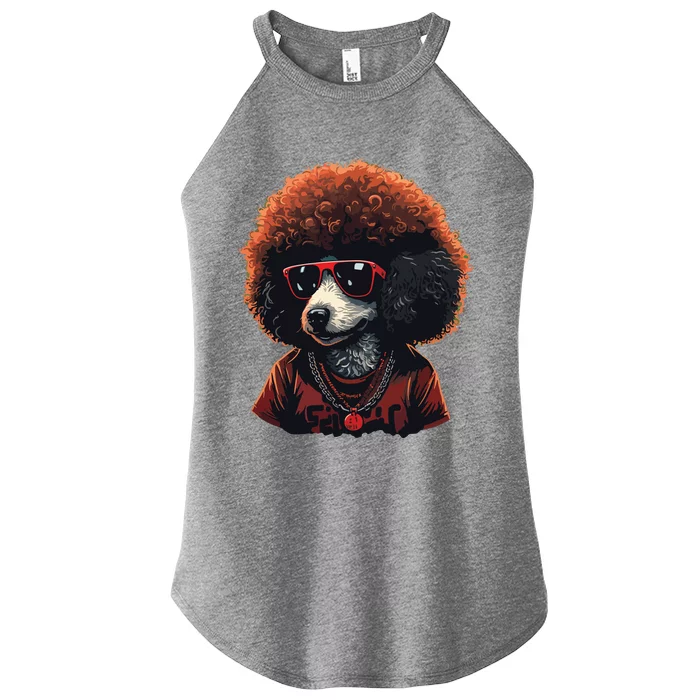 Funny Poodle Dog Miniature Poodle Toy Poodle Retro Sunset Women’s Perfect Tri Rocker Tank