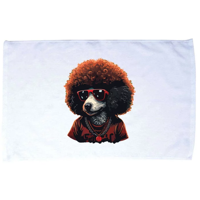 Funny Poodle Dog Miniature Poodle Toy Poodle Retro Sunset Microfiber Hand Towel