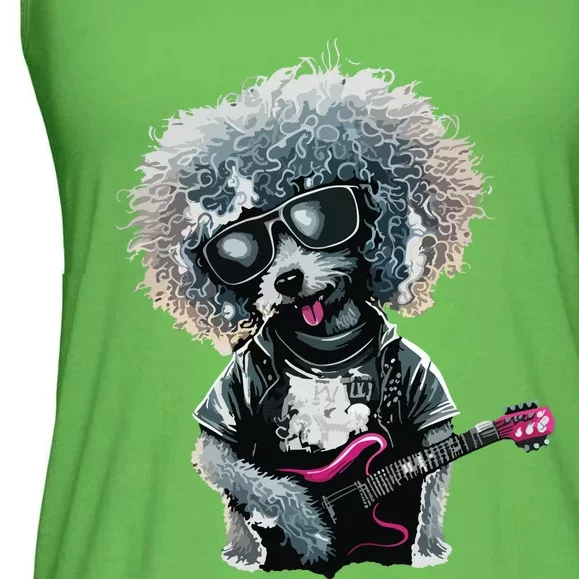 Funny Poodle Dog Miniature Poodle Toy Poodle Retro Sunset Ladies Essential Flowy Tank