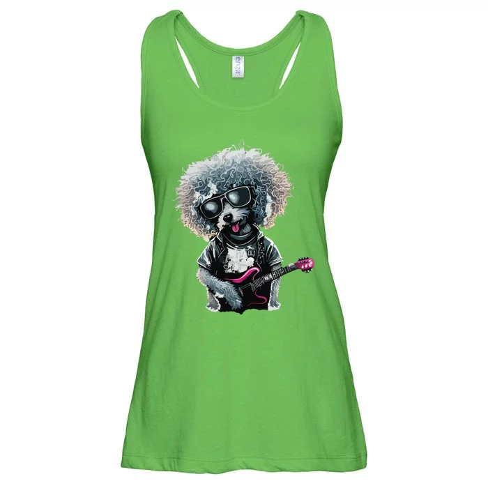 Funny Poodle Dog Miniature Poodle Toy Poodle Retro Sunset Ladies Essential Flowy Tank