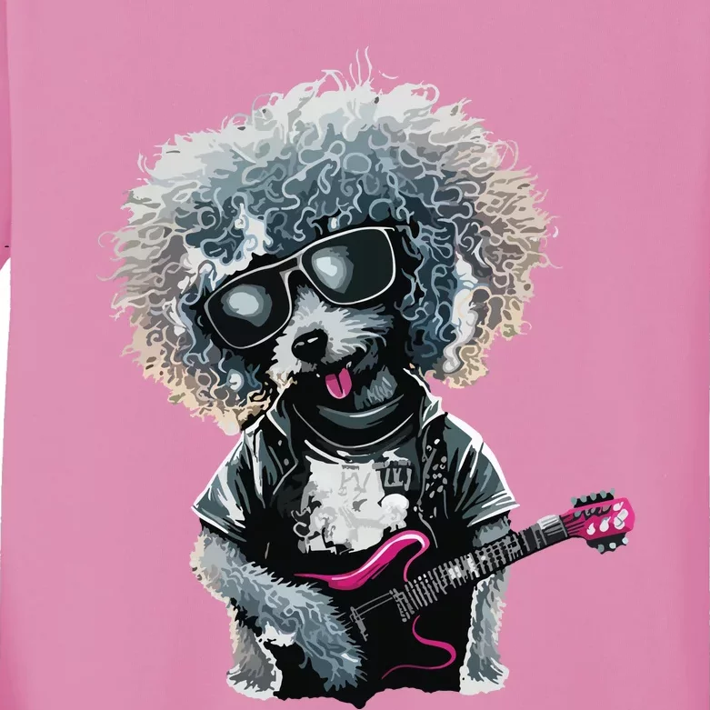 Funny Poodle Dog Miniature Poodle Toy Poodle Retro Sunset Kids Long Sleeve Shirt