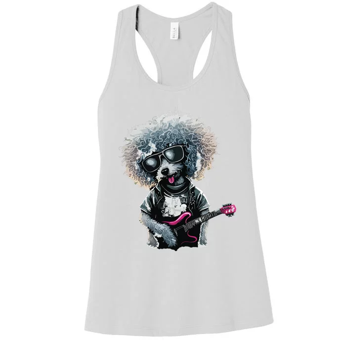 Funny Poodle Dog Miniature Poodle Toy Poodle Retro Sunset Women's Racerback Tank