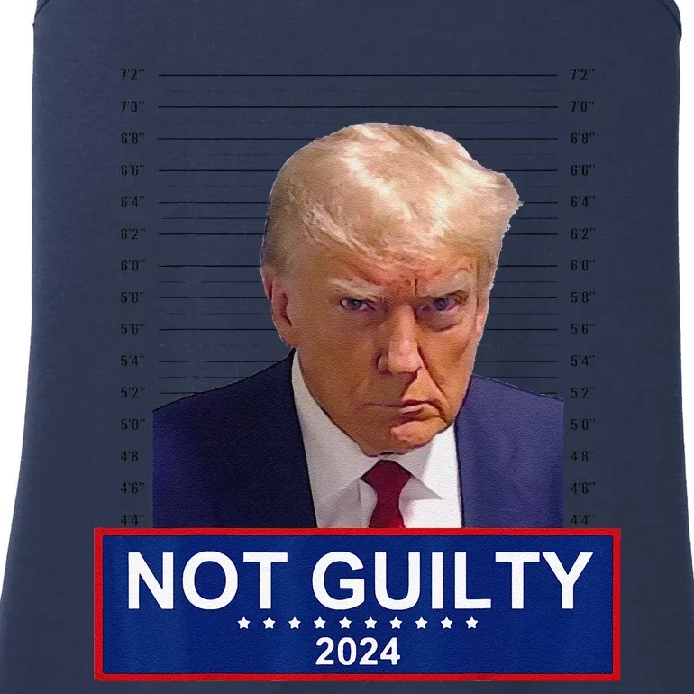 Funny President Donald Trump Mugshot 2024 Not Guilty Supporter Ladies Essential Tank