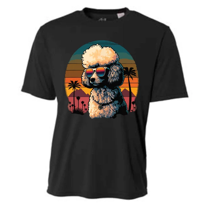 Funny Poodle Dog Miniature Poodle Toy Poodle Retro Sunset Cooling Performance Crew T-Shirt