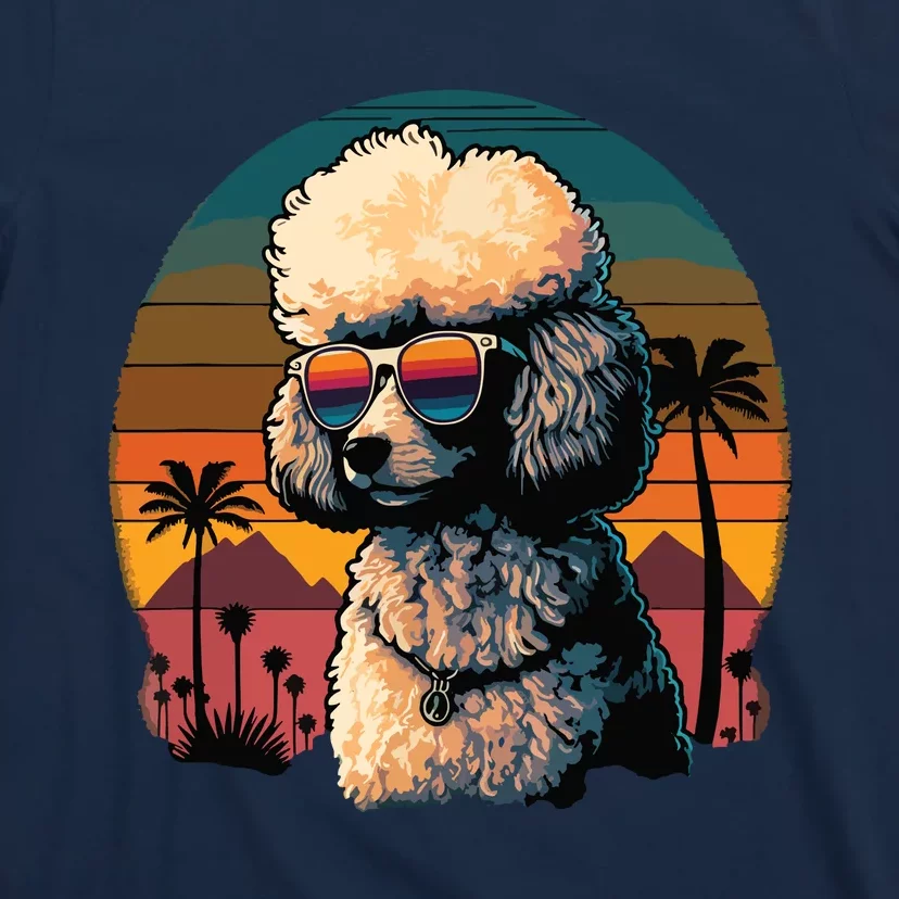 Funny Poodle Dog Miniature Poodle Toy Poodle Retro Sunset T-Shirt