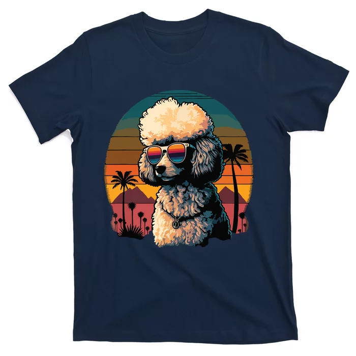 Funny Poodle Dog Miniature Poodle Toy Poodle Retro Sunset T-Shirt