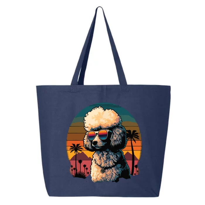 Funny Poodle Dog Miniature Poodle Toy Poodle Retro Sunset 25L Jumbo Tote