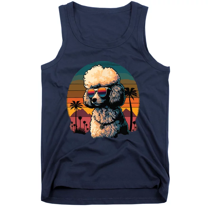 Funny Poodle Dog Miniature Poodle Toy Poodle Retro Sunset Tank Top