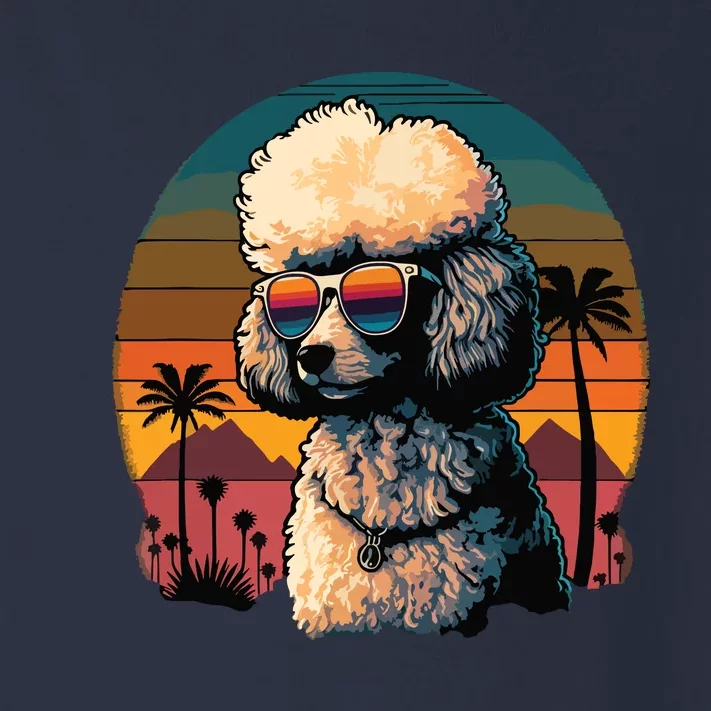 Funny Poodle Dog Miniature Poodle Toy Poodle Retro Sunset Toddler Long Sleeve Shirt