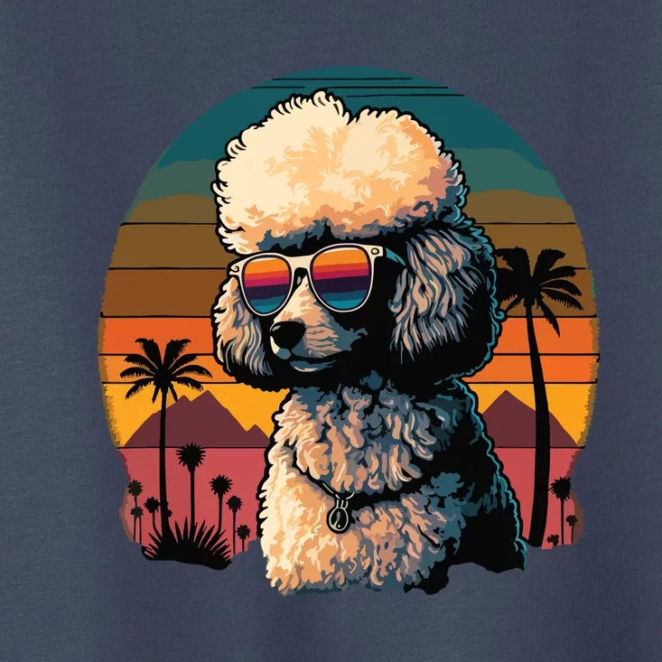 Funny Poodle Dog Miniature Poodle Toy Poodle Retro Sunset Toddler T-Shirt