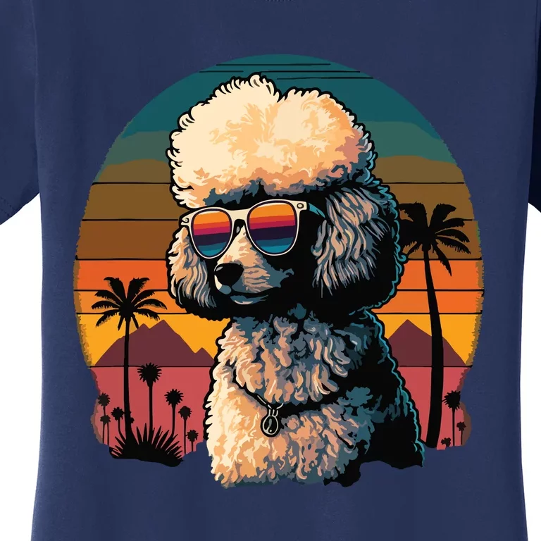 Funny Poodle Dog Miniature Poodle Toy Poodle Retro Sunset Women's T-Shirt