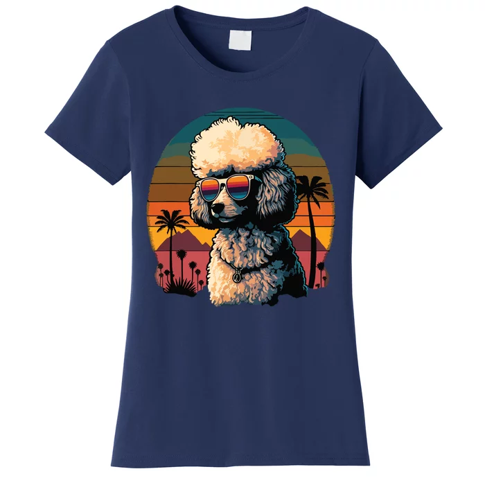 Funny Poodle Dog Miniature Poodle Toy Poodle Retro Sunset Women's T-Shirt