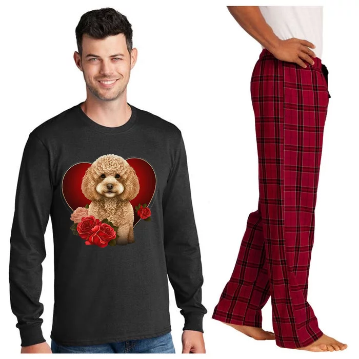 Funny Poodle Dog Miniature Poodle Toy Poodle Valentine Day Long Sleeve Pajama Set