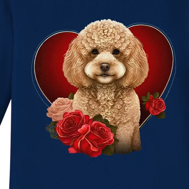 Funny Poodle Dog Miniature Poodle Toy Poodle Valentine Day Baby Long Sleeve Bodysuit