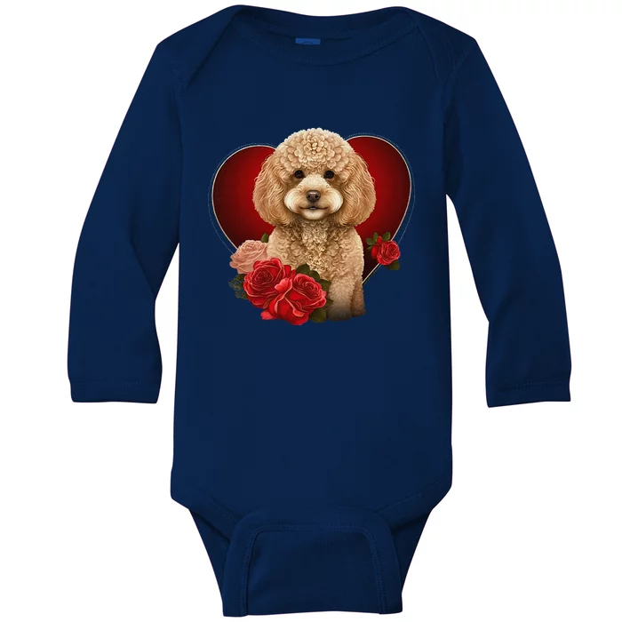 Funny Poodle Dog Miniature Poodle Toy Poodle Valentine Day Baby Long Sleeve Bodysuit