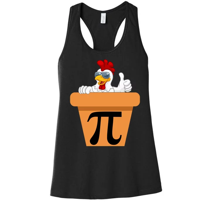 Funny Pi Day 2024 Chicken Pot Pi Day 3.14 Pi Math Day Women's Racerback Tank