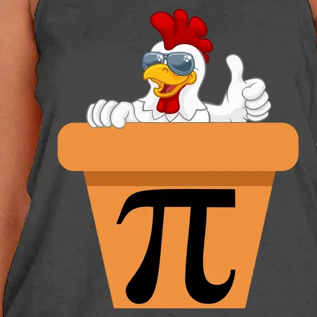 Funny Pi Day 2024 Chicken Pot Pi Day 3.14 Pi Math Day Women's Knotted Racerback Tank