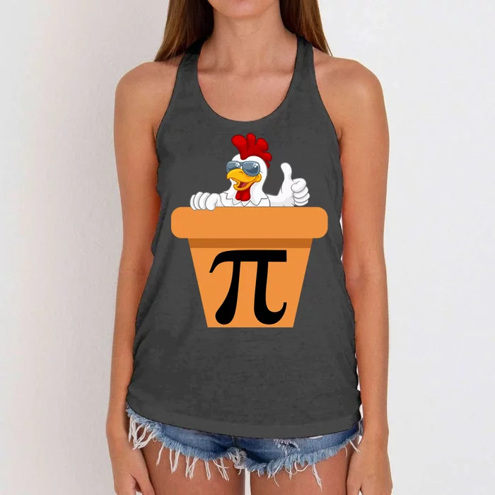 Funny Pi Day 2024 Chicken Pot Pi Day 3.14 Pi Math Day Women's Knotted Racerback Tank