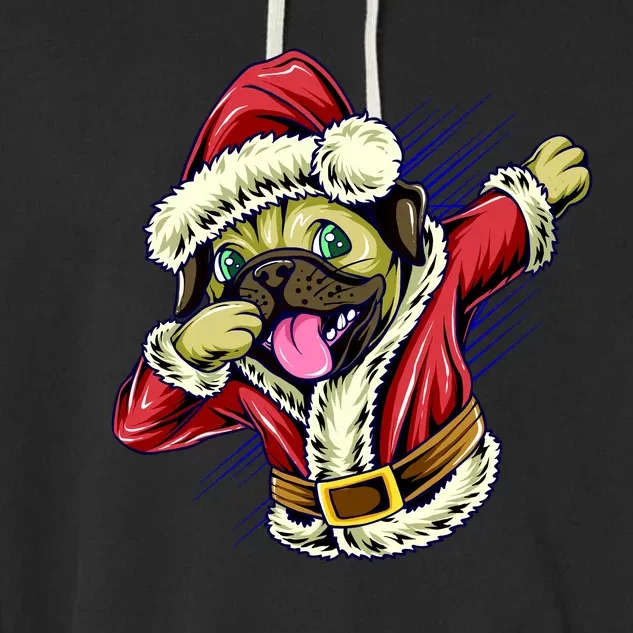 Funny Pug Dabbing Santa Claus Garment-Dyed Fleece Hoodie