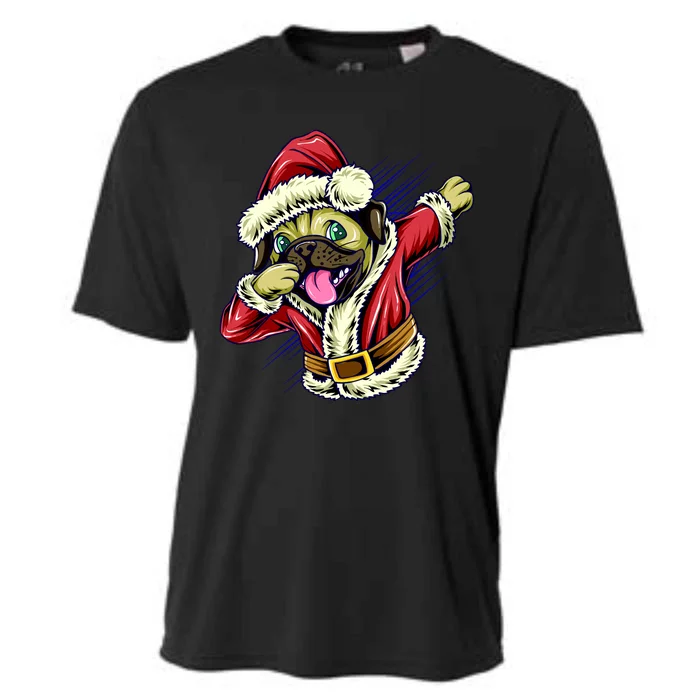 Funny Pug Dabbing Santa Claus Cooling Performance Crew T-Shirt