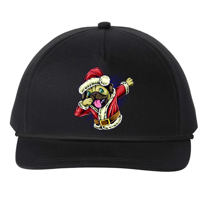 Funny Pug Dabbing Santa Claus Snapback Five-Panel Rope Hat