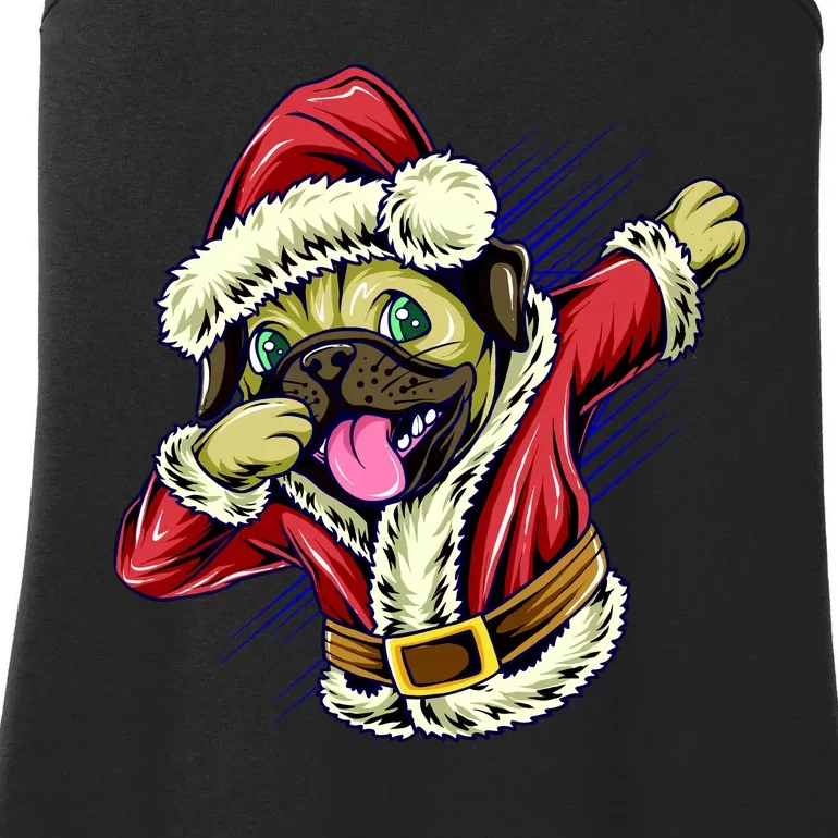 Funny Pug Dabbing Santa Claus Ladies Essential Tank