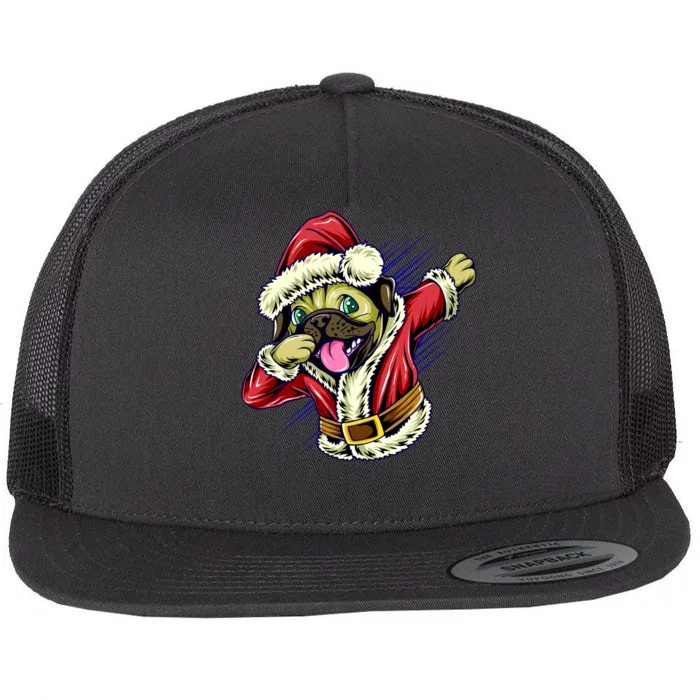 Funny Pug Dabbing Santa Claus Flat Bill Trucker Hat