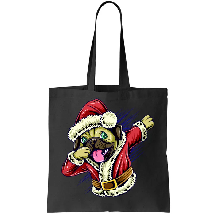 Funny Pug Dabbing Santa Claus Tote Bag