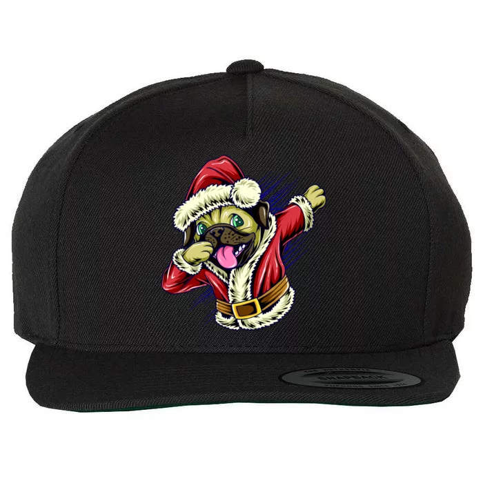 Funny Pug Dabbing Santa Claus Wool Snapback Cap