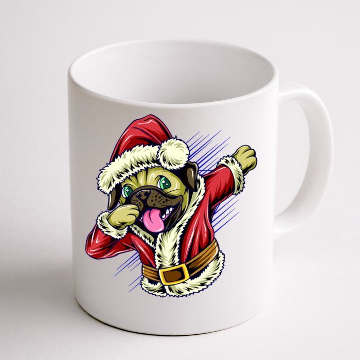 Funny Pug Dabbing Santa Claus Front & Back Coffee Mug