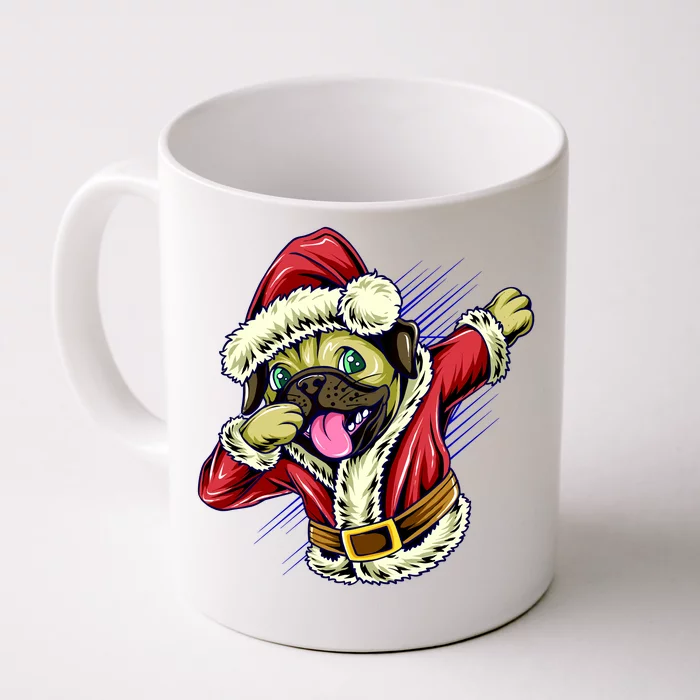 Funny Pug Dabbing Santa Claus Front & Back Coffee Mug