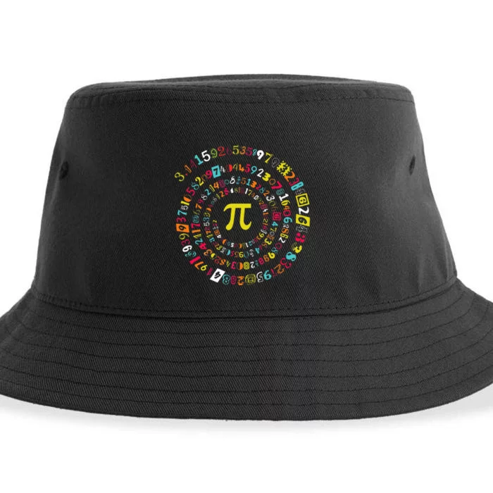 Funny Pi Day Spiral Pi Math For Pi Day 3.14 Sustainable Bucket Hat