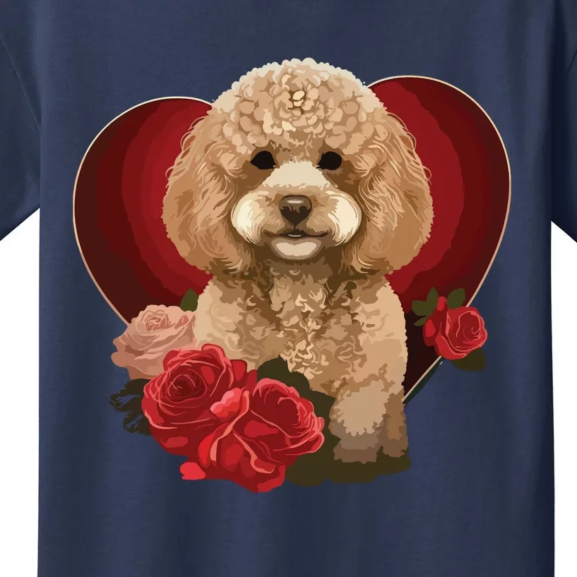 Funny Poodle Dog Miniature Poodle Toy Poodle Valentine Day Kids T-Shirt