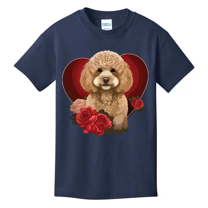 Funny Poodle Dog Miniature Poodle Toy Poodle Valentine Day Kids T-Shirt