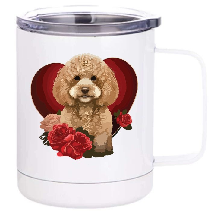 Funny Poodle Dog Miniature Poodle Toy Poodle Valentine Day Front & Back 12oz Stainless Steel Tumbler Cup