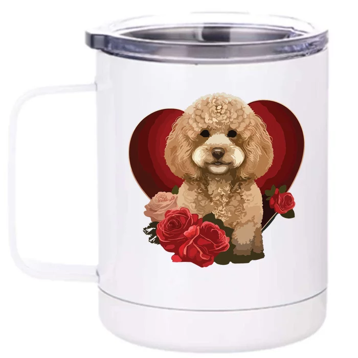 Funny Poodle Dog Miniature Poodle Toy Poodle Valentine Day Front & Back 12oz Stainless Steel Tumbler Cup