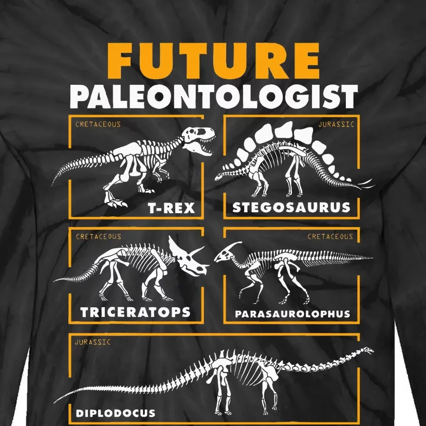 Future Paleontologist Dinosaur Fossil Paleontology Tie-Dye Long Sleeve Shirt