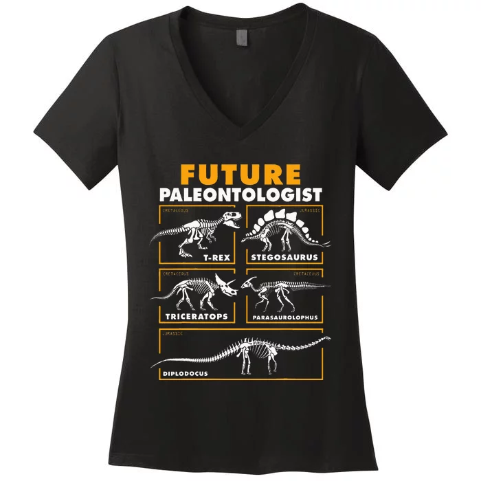 Future Paleontologist Dinosaur Fossil Paleontology Women's V-Neck T-Shirt