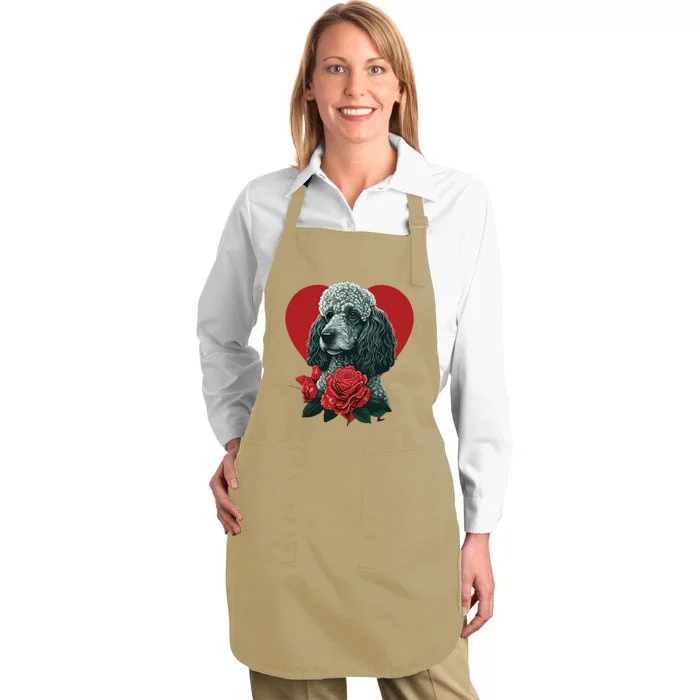 Funny Poodle Dog Miniature Poodle Toy Poodle Valentine Day Full-Length Apron With Pocket