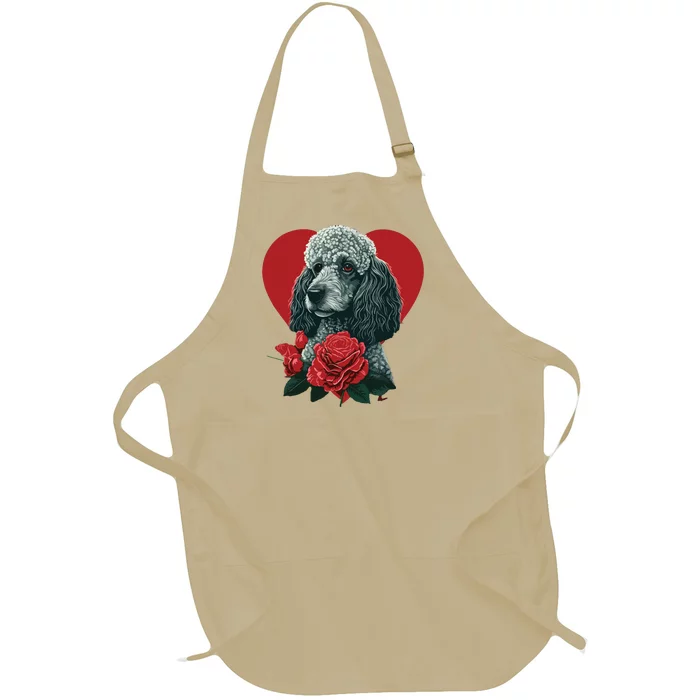 Funny Poodle Dog Miniature Poodle Toy Poodle Valentine Day Full-Length Apron With Pocket