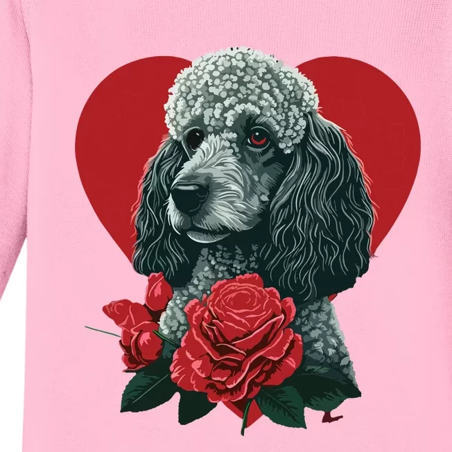 Funny Poodle Dog Miniature Poodle Toy Poodle Valentine Day Baby Long Sleeve Bodysuit