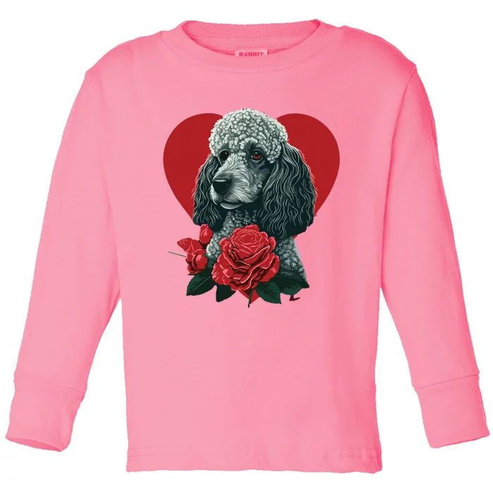 Funny Poodle Dog Miniature Poodle Toy Poodle Valentine Day Toddler Long Sleeve Shirt