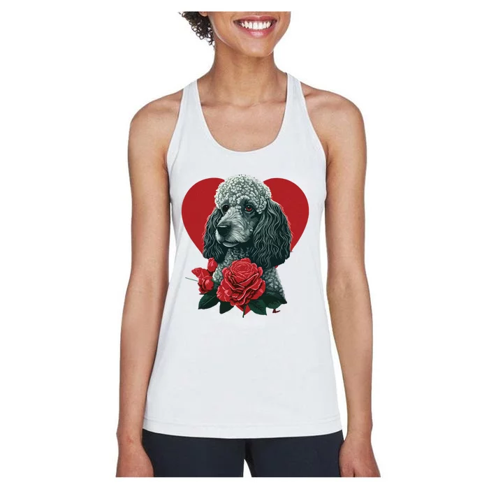 Funny Poodle Dog Miniature Poodle Toy Poodle Valentine Day Women's Racerback Tank