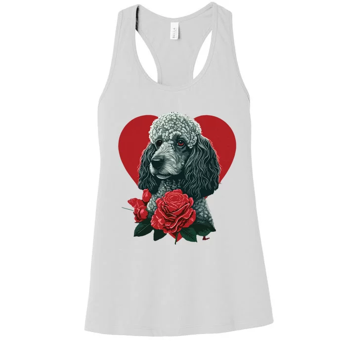 Funny Poodle Dog Miniature Poodle Toy Poodle Valentine Day Women's Racerback Tank